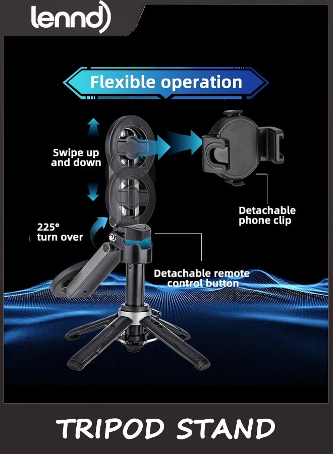 LENND Tripod Stand for iPhone,Portable Pocket Size Selfie Stick with Rechargeable Remote and Metal Ring,Extendable Detachable Cell Phone Tripod Compatible with iPhone/Android - Image 5