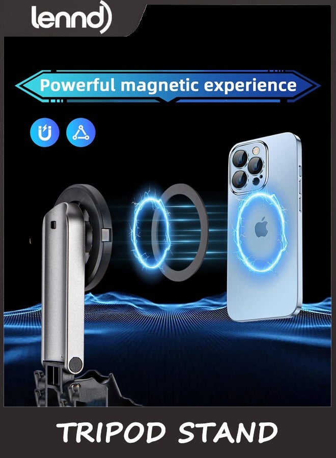 LENND Tripod Stand for iPhone,Portable Pocket Size Selfie Stick with Rechargeable Remote and Metal Ring,Extendable Detachable Cell Phone Tripod Compatible with iPhone/Android - Image 2