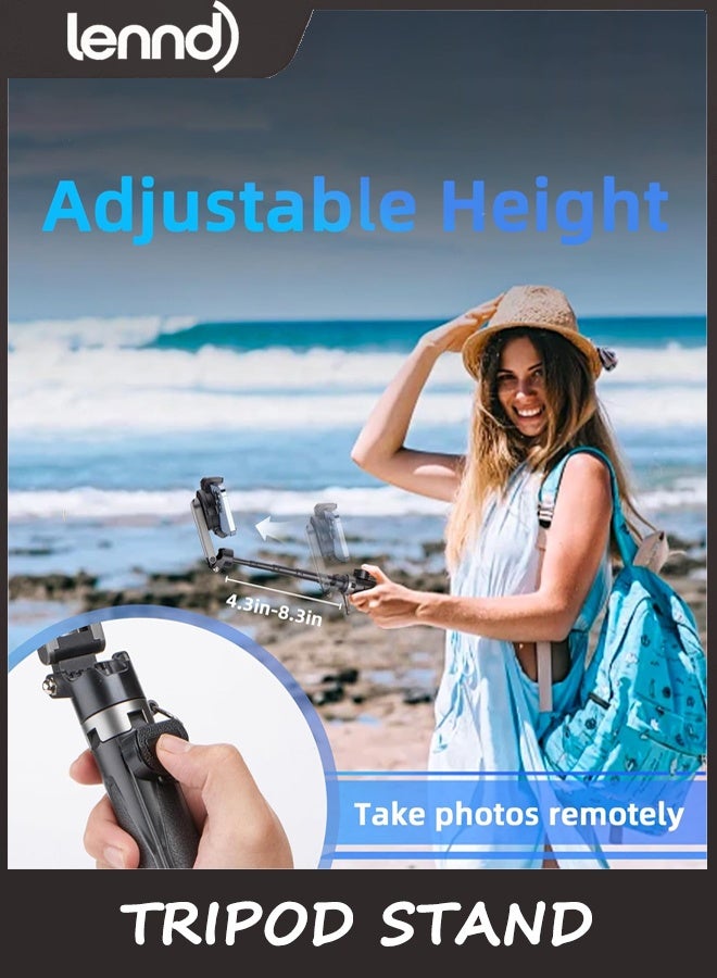 LENND Tripod Stand for iPhone,Portable Pocket Size Selfie Stick with Rechargeable Remote and Metal Ring,Extendable Detachable Cell Phone Tripod Compatible with iPhone/Android - Image 4