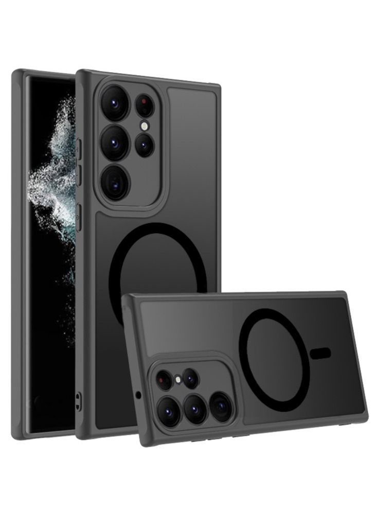 نيبمينينت جراب Samsung Galaxy S23 Ultra مغناطيسي متوافق مع شاحن MagSafe اللاسلكي شبه الشفاف غير اللامع ومضاد لبصمات الأصابع والصدمات 5G هاتف أسود - Image 1