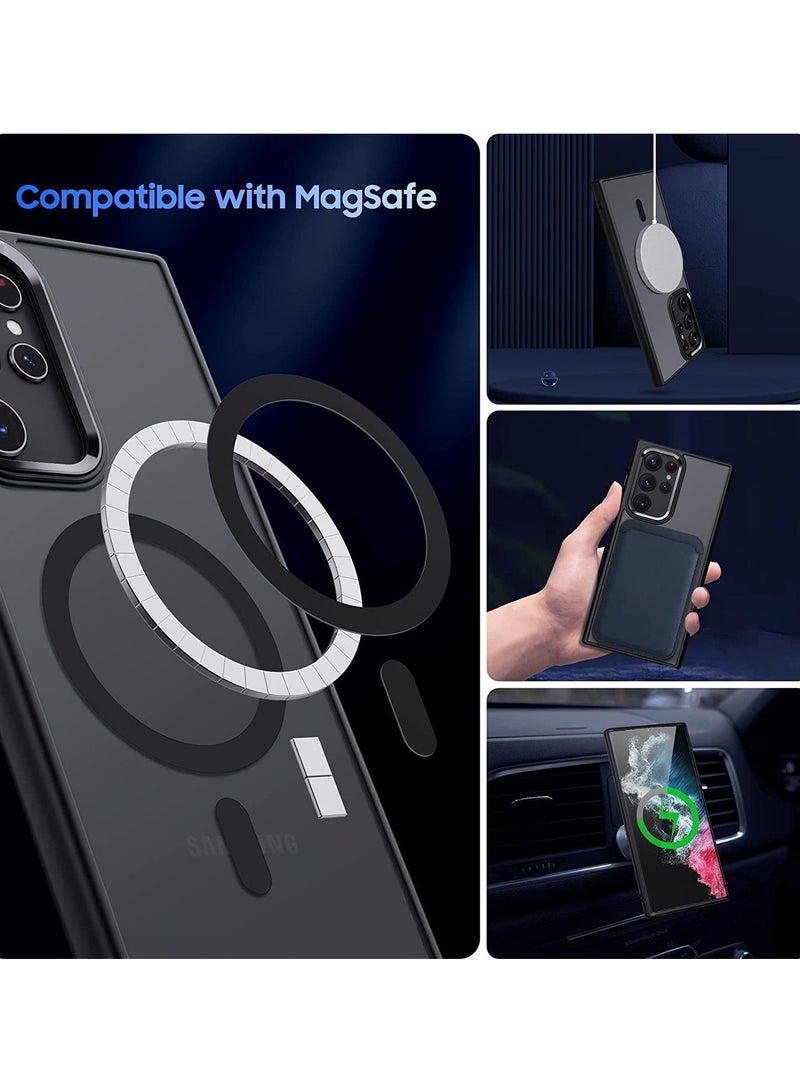 نيبمينينت جراب Samsung Galaxy S23 Ultra مغناطيسي متوافق مع شاحن MagSafe اللاسلكي شبه الشفاف غير اللامع ومضاد لبصمات الأصابع والصدمات 5G هاتف أسود - Image 2