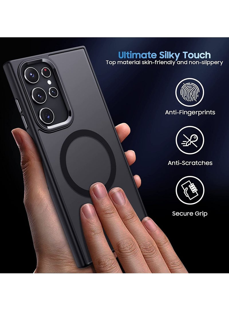 نيبمينينت جراب Samsung Galaxy S23 Ultra مغناطيسي متوافق مع شاحن MagSafe اللاسلكي شبه الشفاف غير اللامع ومضاد لبصمات الأصابع والصدمات 5G هاتف أسود - Image 3