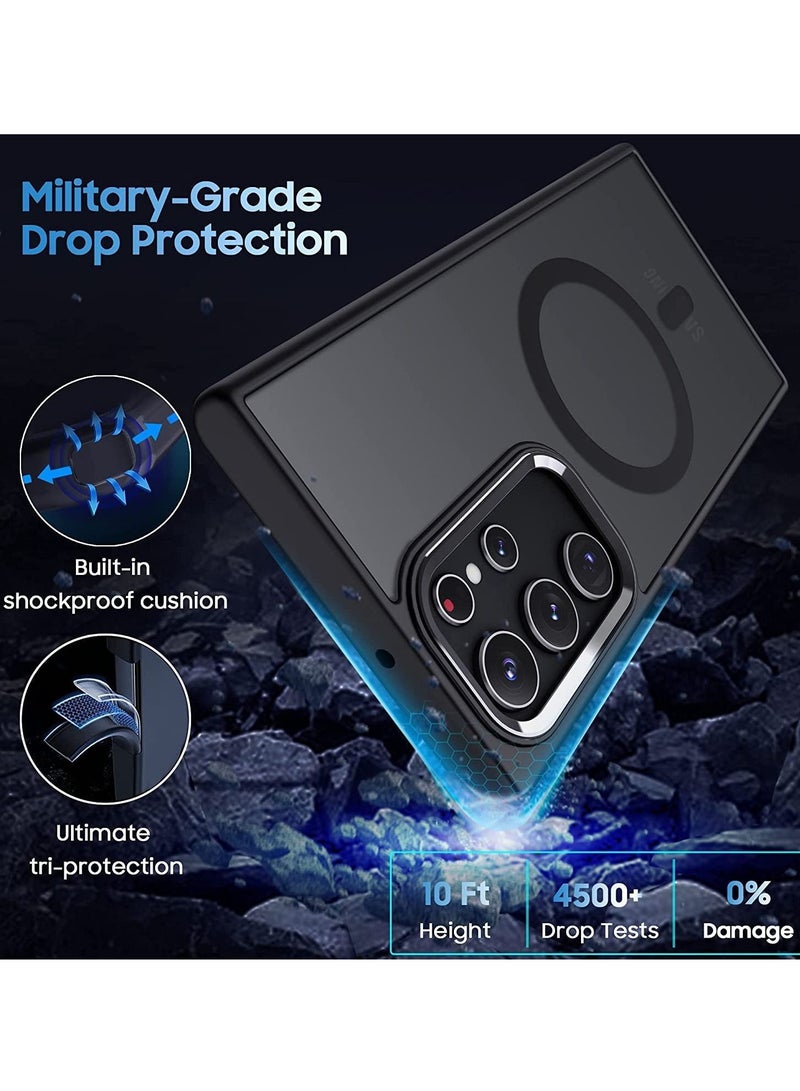 نيبمينينت جراب Samsung Galaxy S23 Ultra مغناطيسي متوافق مع شاحن MagSafe اللاسلكي شبه الشفاف غير اللامع ومضاد لبصمات الأصابع والصدمات 5G هاتف أسود - Image 4