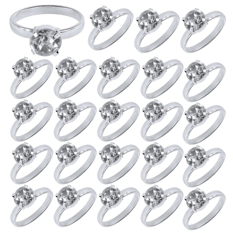 Super Z Outlet Silver Faux Diamond Engagement Rings for Wedding Table Scatter Decorations Party Supply Favor Accents Cupcake Toppers Arts  Crafts 12