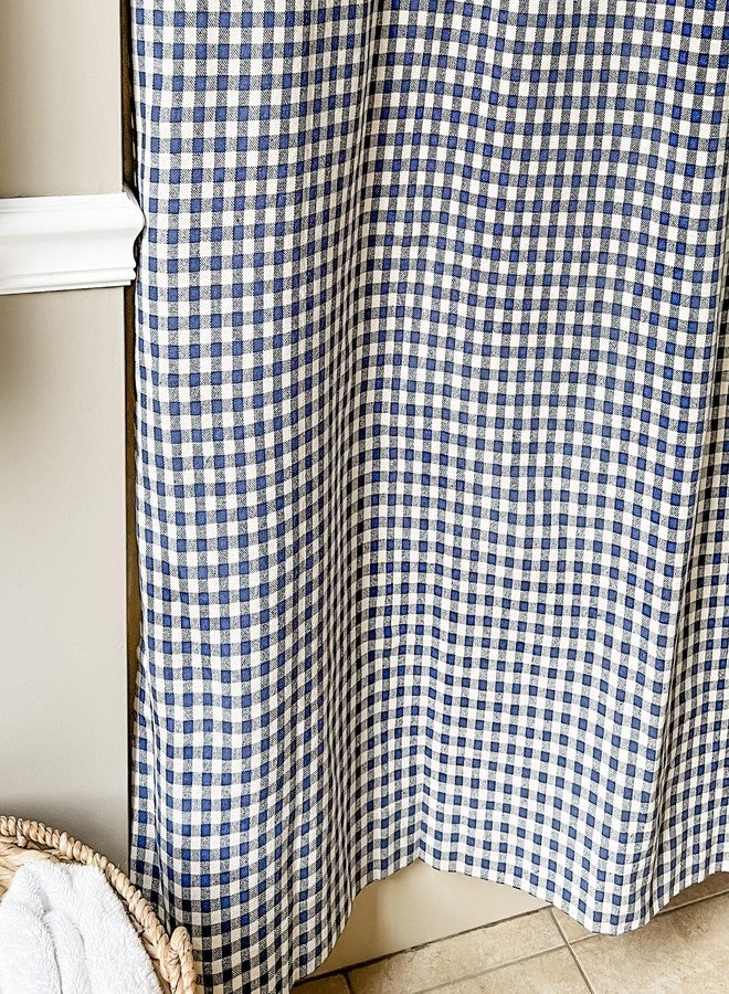 Piper Classics Doylestown Check Shower Curtain, 72" x 72", Blue & Cream Gingham, Vintage Farmhouse, Country Bath Accent - Image 2