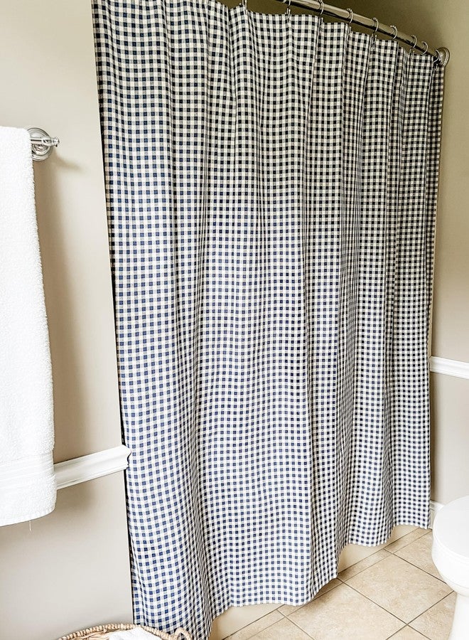 Piper Classics Doylestown Check Shower Curtain, 72" x 72", Blue & Cream Gingham, Vintage Farmhouse, Country Bath Accent - Image 3