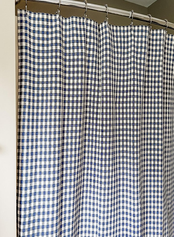 Piper Classics Doylestown Check Shower Curtain, 72" x 72", Blue & Cream Gingham, Vintage Farmhouse, Country Bath Accent - Image 1