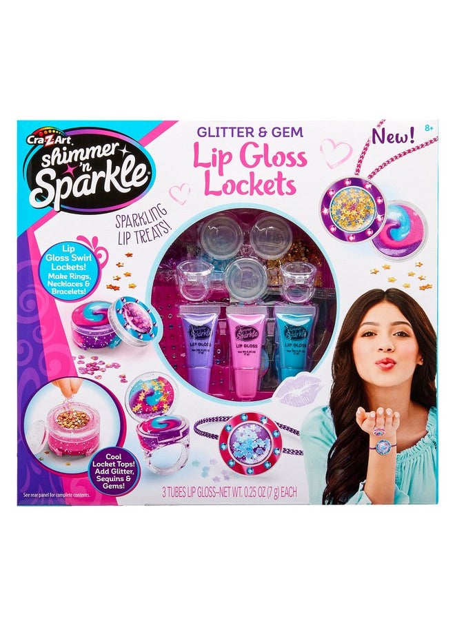 Cra-Z-Art - Cra-Z-Art Shimmer 'n Sparkle Glitter & Gem Lip Gloss Lockets DIY Activity Set, DIY Lip Gloss Maker, Birthday for Ages 8 and Up - Image 1