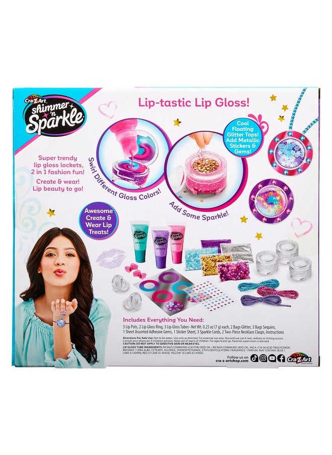 Cra-Z-Art - Cra-Z-Art Shimmer 'n Sparkle Glitter & Gem Lip Gloss Lockets DIY Activity Set, DIY Lip Gloss Maker, Birthday for Ages 8 and Up - Image 1