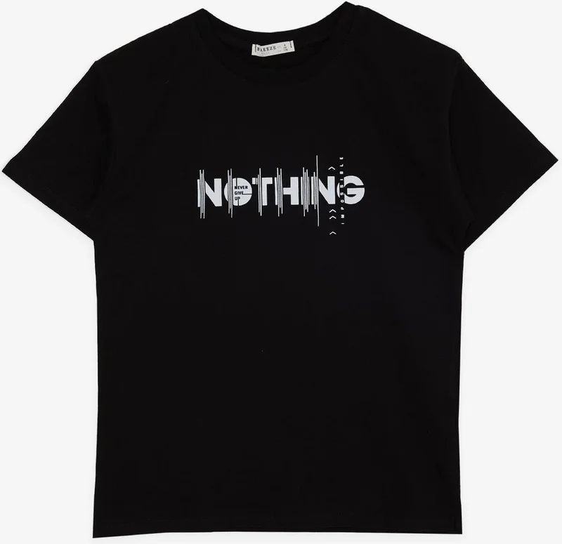 Breeze Girls & Boys Boy's T-Shirt with Text Printing, Age 5-10, Black