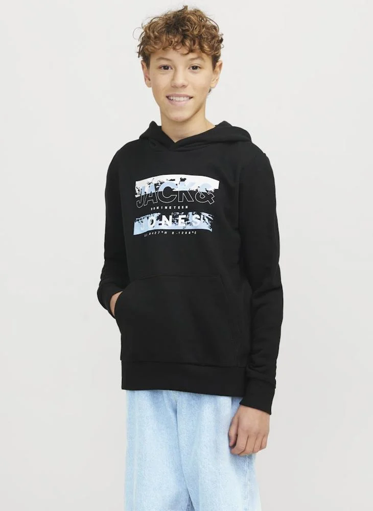 جاك وجونز جونيور Kids Logo Print Pull Over Hoodies