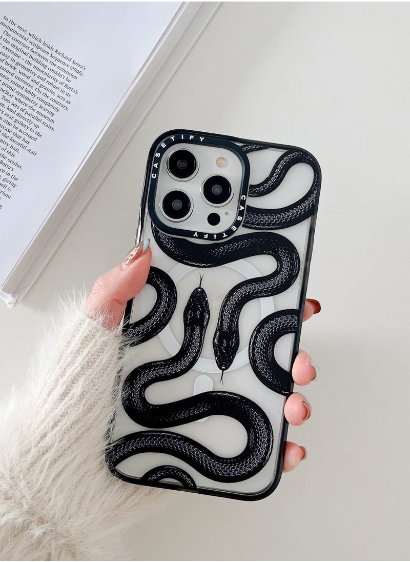Casetify - Case for iPhone 14 Pro Black Kingsnake Magnetic Magsafe MagFit Anti-Yellowing Technology Cover - Image 1