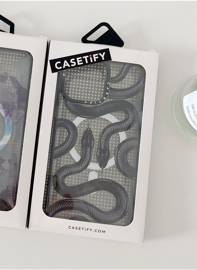 Casetify - Case for iPhone 14 Pro Black Kingsnake Magnetic Magsafe MagFit Anti-Yellowing Technology Cover - Image 1