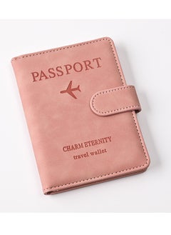 Generic 1 Piece Passport Holder Wallet Protector, PU Leather Magnetic Buckle Passport Bag PFID Anti-Magnetic Multi-Card Passport Book Multi-Function Passport Bag, Suitable for Men and Women Travel Accessories (Pink)  - Image 1