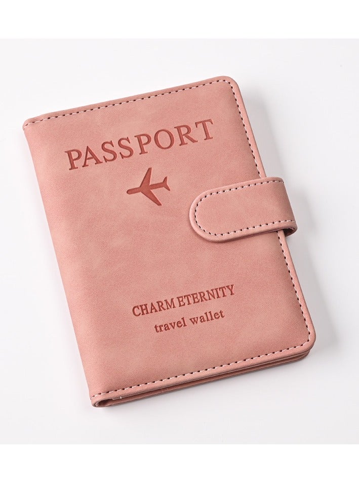 1 Piece Passport Holder Wallet Protector, PU Leather Magnetic Buckle Passport Bag PFID Anti-Magnetic Multi-Card Passport Book Multi-Function Passport Bag, Suitable for Men and Women Travel Accessories (Pink) 