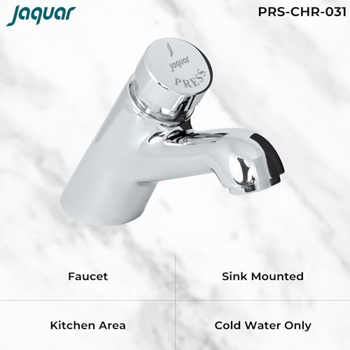 JAQUAR PRESSMATIC TAPS Series Vessel Sink Mount Cold ONLY Basin TAP AUTO Stop (Chrome) | Button Press Lever, Brass Body Water Tap/Faucet/Cock for Bathroom/Kitchen Wash Basin | PRS-CHR-031 - Image 5