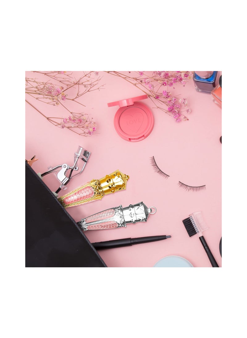 Mini Radish Lip Balm Tube with Soft Brush Applicator, 5ml Refillable Lip Gloss Bottle (Gold)