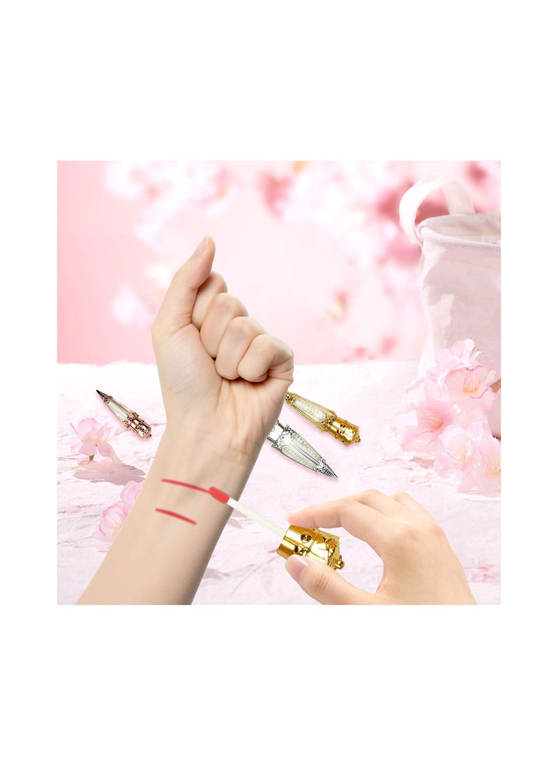 Mini Radish Lip Balm Tube with Soft Brush Applicator, 5ml Refillable Lip Gloss Bottle (Gold)