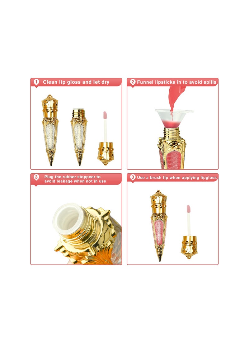 Mini Radish Lip Balm Tube with Soft Brush Applicator, 5ml Refillable Lip Gloss Bottle (Gold)