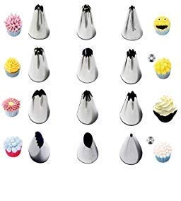Perfect Pricee Stainless Steel Nozzles with Extra 50 Piping Bag Cake Muffin Decoration Icing Reusable and Washable Kitchen Tool Kit; Standard Size; Silver -Set of 12 Pieces - Image 1