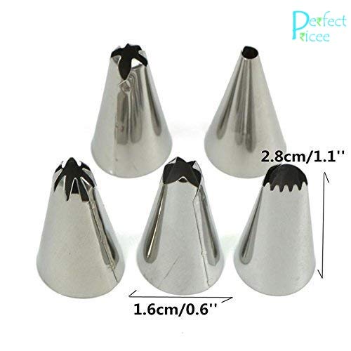 Perfect Pricee Stainless Steel Nozzles with Extra 50 Piping Bag Cake Muffin Decoration Icing Reusable and Washable Kitchen Tool Kit; Standard Size; Silver -Set of 12 Pieces - Image 4