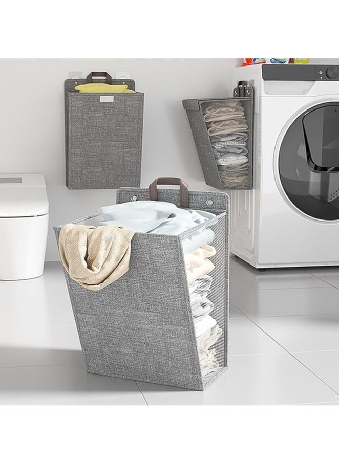 عام سلة غسيل مربعة مع غطاء، سلة غسيل جدارية متعددة الوظائف لتخزين الملابس القابلة للطي في الحمام، مناسبة للشقق والمساكن الجامعية. - Image 2