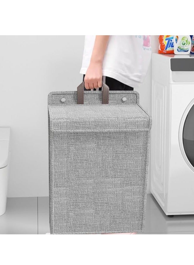 عام سلة غسيل مربعة مع غطاء، سلة غسيل جدارية متعددة الوظائف لتخزين الملابس القابلة للطي في الحمام، مناسبة للشقق والمساكن الجامعية. - Image 3