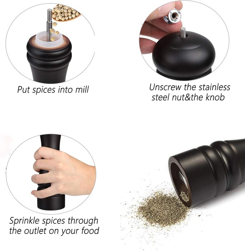 Joidxir Pepper Mill Black Pepper Grinder Mill Wood Refillable Stainless Steel Mechanism Adjustable Coarseness - Image 1