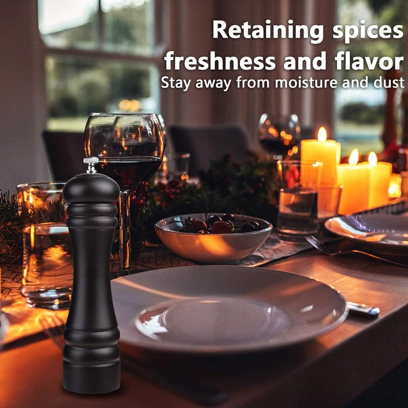 Joidxir Pepper Mill Black Pepper Grinder Mill Wood Refillable Stainless Steel Mechanism Adjustable Coarseness - Image 5