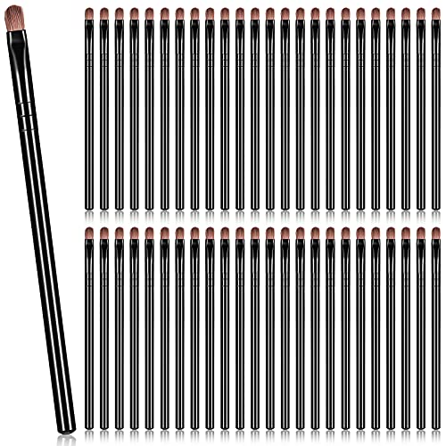 Patelai 48 Pcs Flat Makeup Brushes Flat Lip Concealer Brushes Small Portable Eyebrow Brush Concealer Synthetic Lip Brush Beauty Makeup Tool for Concealing Blending Setting BuffingBlack - Image 1