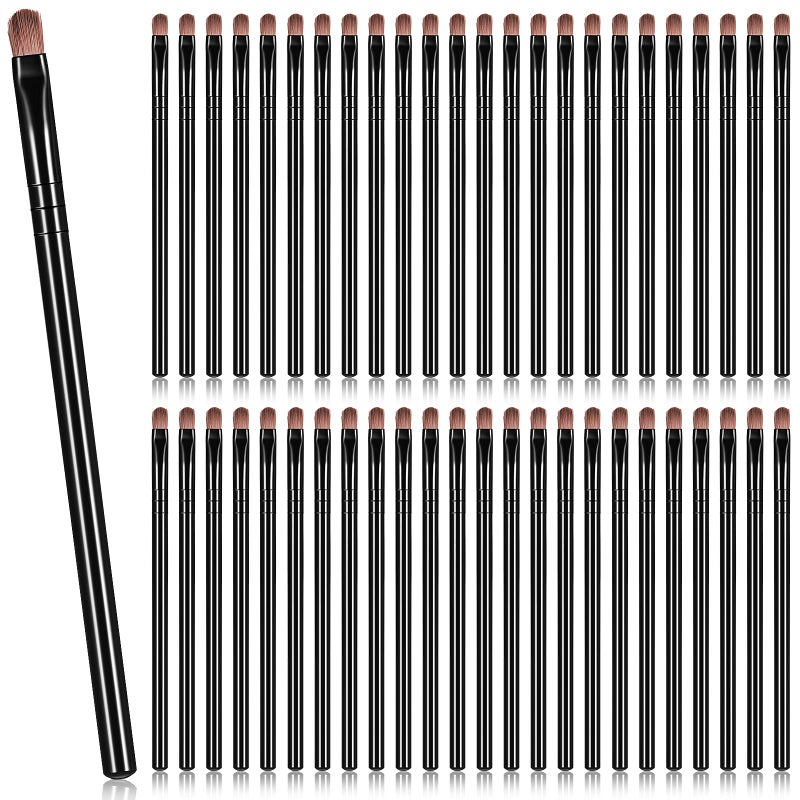 Patelai 48 Pcs Flat Makeup Brushes Flat Lip Concealer Brushes Small Portable Eyebrow Brush Concealer Synthetic Lip Brush Beauty Makeup Tool for Concealing Blending Setting BuffingBlack - Image 3