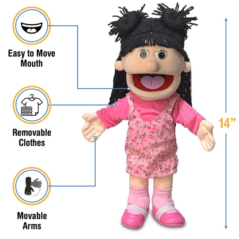 Silly Puppets دمية يد متحركة سوزي 14 بوصة، فتاة الخوخ - Image 3