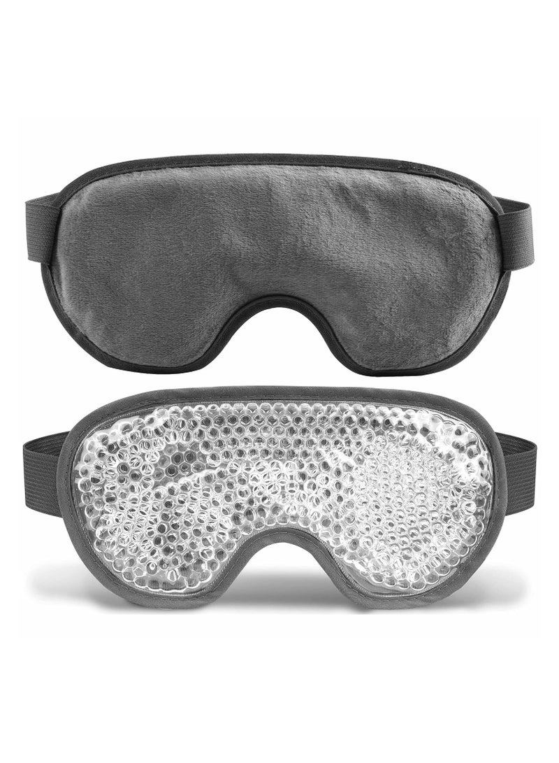 J JIMOO Cooling Eye Mask with Gel Bead, Reusable Cold Compress Ice Pack Sleeping Eye Cooling Pads for After Eyelid Surgery, Puffiness, Puffy Eyes, Headache, Migraine Relief(Grey) - Image 1