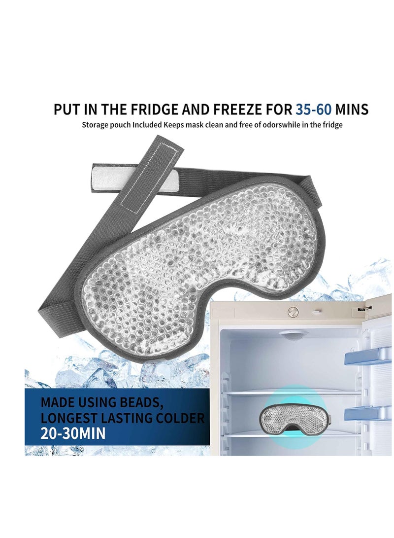 J JIMOO Cooling Eye Mask with Gel Bead, Reusable Cold Compress Ice Pack Sleeping Eye Cooling Pads for After Eyelid Surgery, Puffiness, Puffy Eyes, Headache, Migraine Relief(Grey) - Image 3