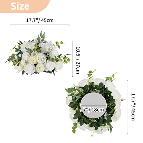 NUPTIO Flower Balls for Wedding Centerpieces - 2 Pcs 16 inch Diameter Fake Flower Ball Arrangement Bouquet Party Centerpieces for Tables - White Rose Bouquet Centerpiece Flowers for Wedding Table - Image 5