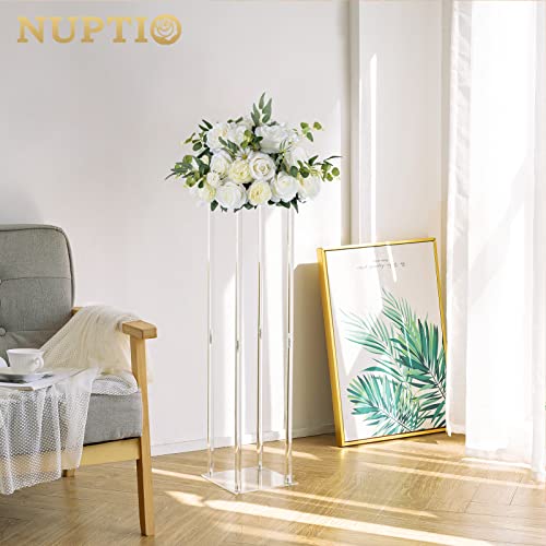 NUPTIO Flower Balls for Wedding Centerpieces - 2 Pcs 16 inch Diameter Fake Flower Ball Arrangement Bouquet Party Centerpieces for Tables - White Rose Bouquet Centerpiece Flowers for Wedding Table - Image 3