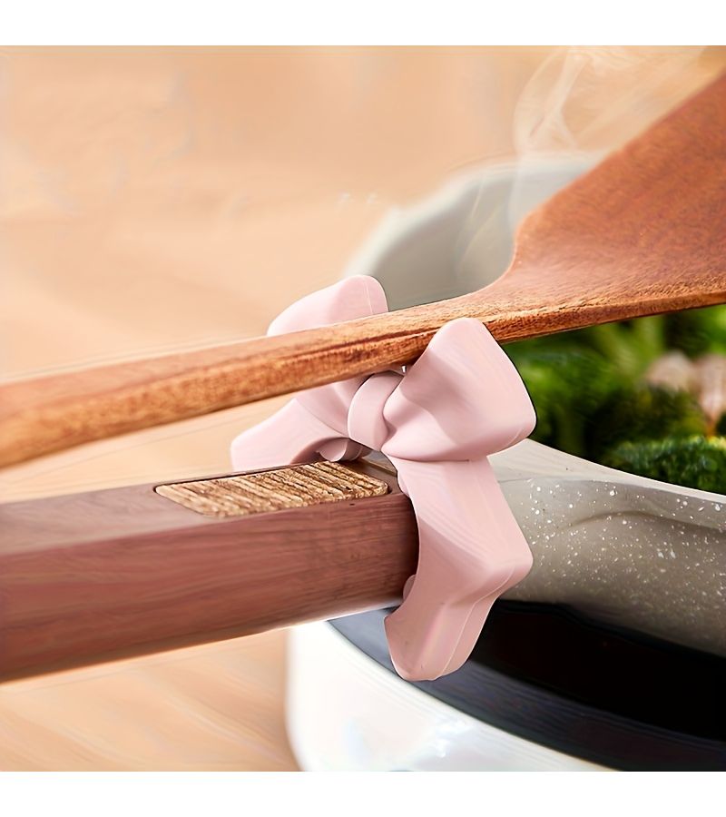 Pink Non-Slip Heat Resistant Silicone Spoon Holder Semi Arc Design For Tidy Countertop Storage Of Spoons And Spatulas Safe Hygienic Upright Storage Compact Organization Tool - Image 1