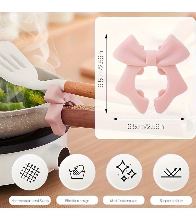Pink Non-Slip Heat Resistant Silicone Spoon Holder Semi Arc Design For Tidy Countertop Storage Of Spoons And Spatulas Safe Hygienic Upright Storage Compact Organization Tool - Image 3