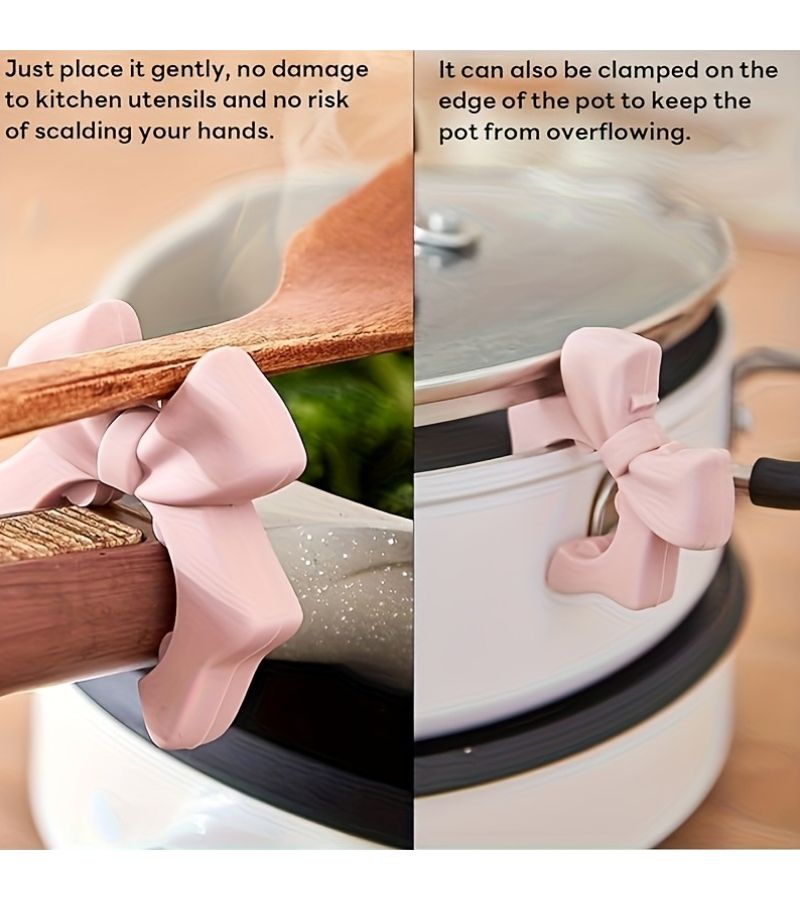 Pink Non-Slip Heat Resistant Silicone Spoon Holder Semi Arc Design For Tidy Countertop Storage Of Spoons And Spatulas Safe Hygienic Upright Storage Compact Organization Tool - Image 4