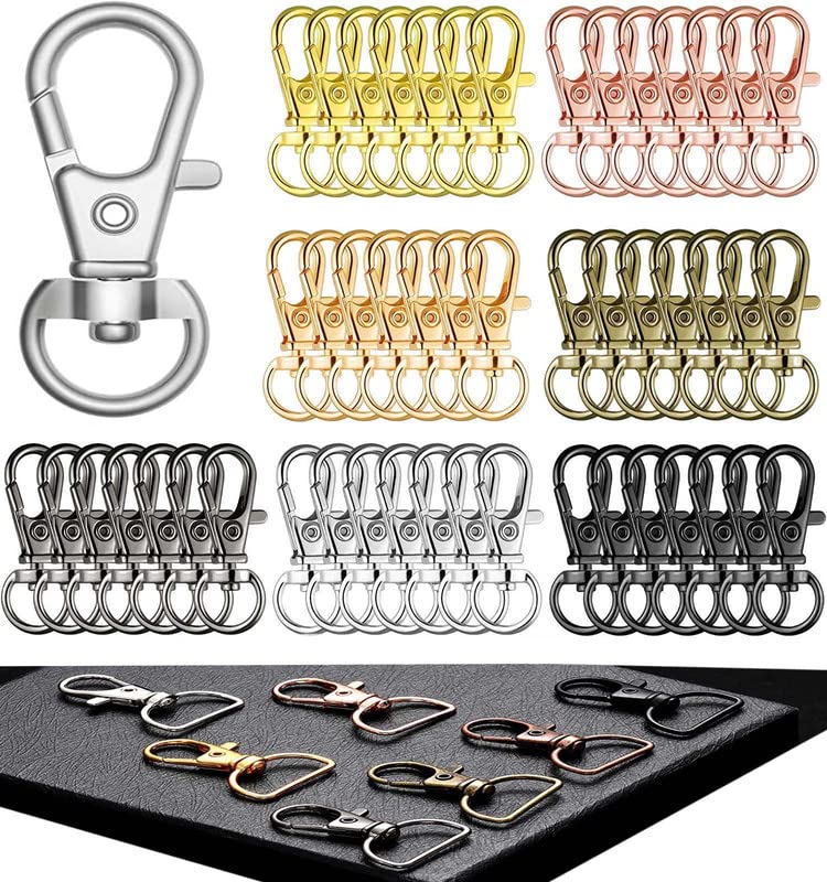 DIY Crafts 5X Swivel Snap D Hooks, Nickel Silver, Keyrings & Keychains Round Swivel Snap Hooks Key Rings Metal For Lanyard, ID, Bags, Wallets, Lug(5X Swivel Snap D Hooks, Nickel Silver) - Image 1