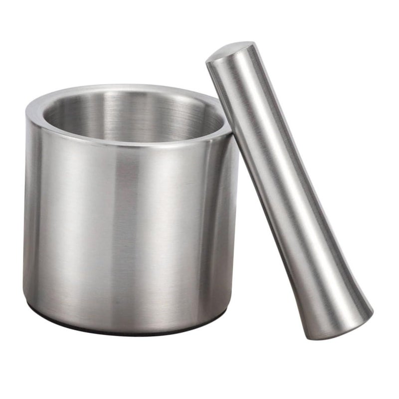 Stainless Steel Garlic Masher And Spice Grinding Bowl Mortar Pestle Set - Image 2