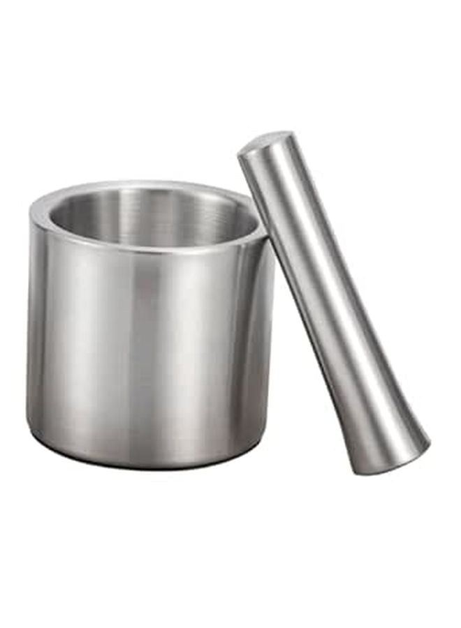 Stainless Steel Garlic Masher And Spice Grinding Bowl Mortar Pestle Set - Image 1