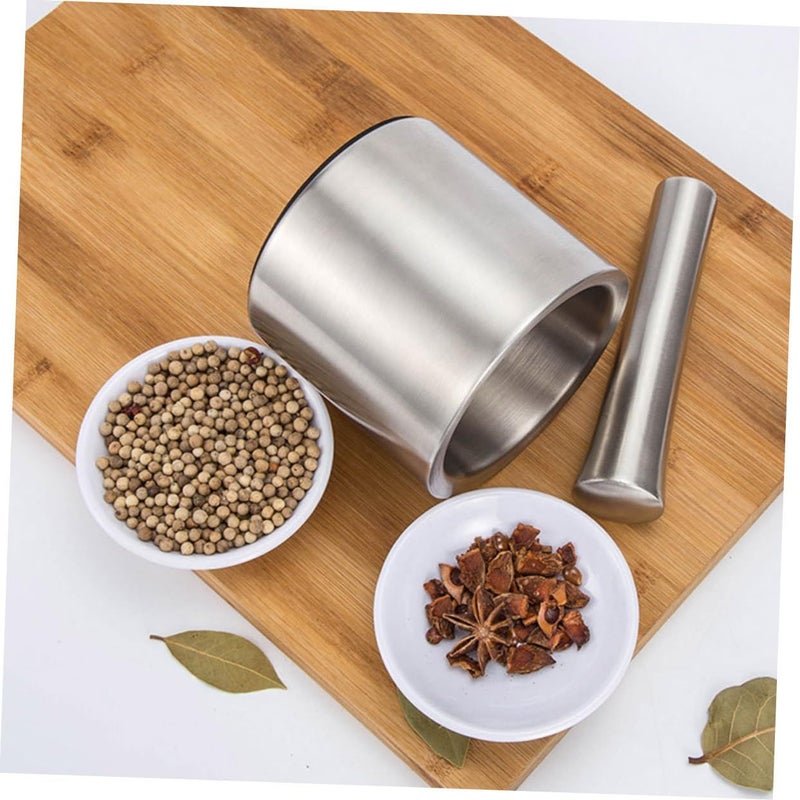 Stainless Steel Garlic Masher And Spice Grinding Bowl Mortar Pestle Set - Image 4