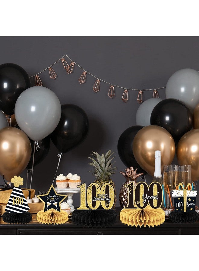 Tevxj 9 Pieces 100Th Birthday Decorations 100Th Birthday Centerpieces For Tables Decorations Cheers To 100 Years Honeycomb Table Topper Happy 100Th Birthday Decorations For Men And Woman 100 Years Birthday - Image 5
