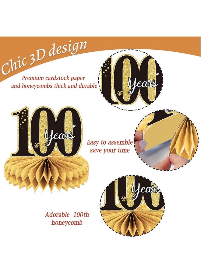 Tevxj 9 Pieces 100Th Birthday Decorations 100Th Birthday Centerpieces For Tables Decorations Cheers To 100 Years Honeycomb Table Topper Happy 100Th Birthday Decorations For Men And Woman 100 Years Birthday - Image 3