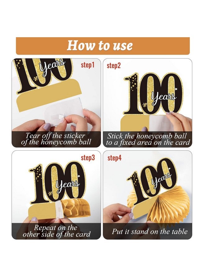 Tevxj 9 Pieces 100Th Birthday Decorations 100Th Birthday Centerpieces For Tables Decorations Cheers To 100 Years Honeycomb Table Topper Happy 100Th Birthday Decorations For Men And Woman 100 Years Birthday - Image 4