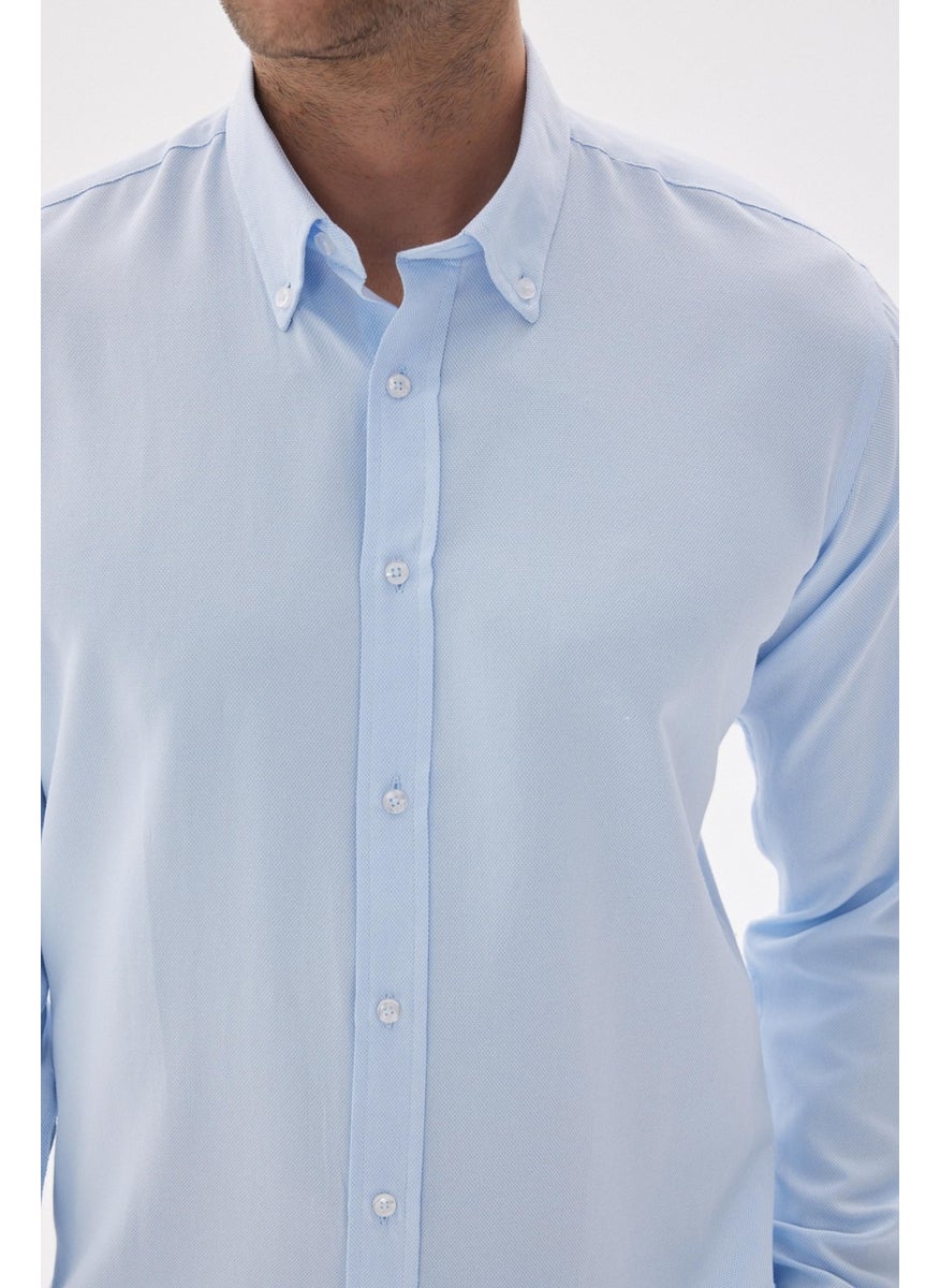 Odelon - Easy Iron Oxford Men's Blue Slim Fit Shirt MARS36 - Image 1