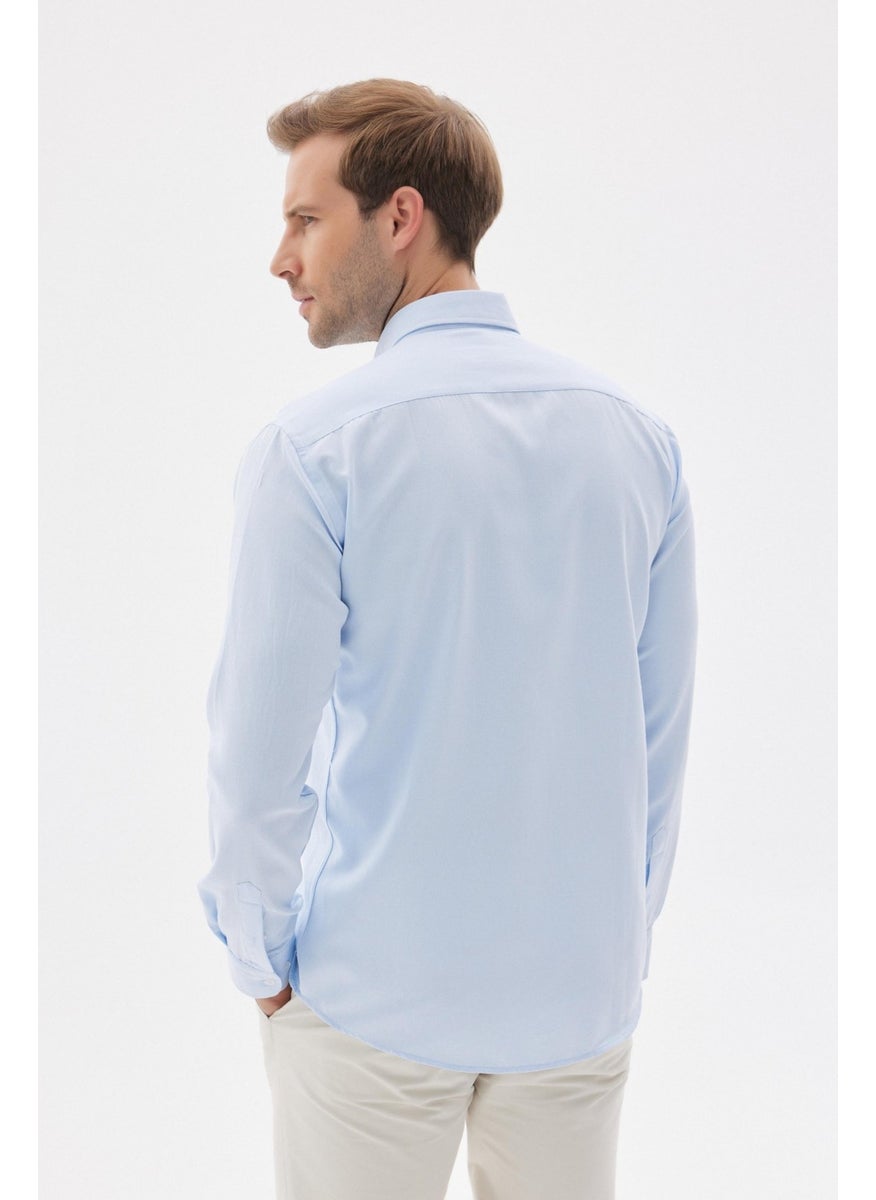 Odelon - Easy Iron Oxford Men's Blue Slim Fit Shirt MARS36 - Image 1