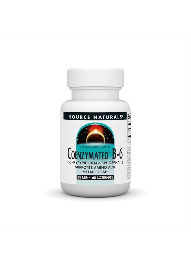 Source Naturals Coenzymated B-6 25mg P-5 Pyridoxal-5 Phosphate Fast-Acting, Quick Dissolve Vitamin Supports Amino Acid Metabolism - 60 Lozenges - Image 1