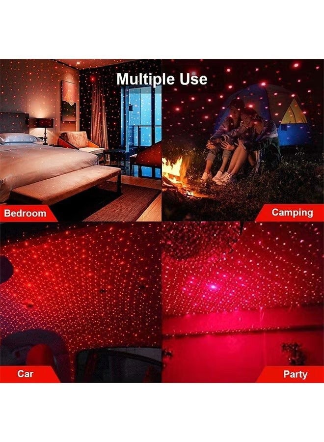 HY 2 PCS USB Star Projector Night Lights - Portable and Adjustable Car Interior - No Installation Romantic Roof Ambience Light for Bedroom/Party/Restaurant/Yard/Ceiling (Red Light& Purple Light) - Image 3